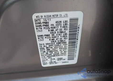 2012 Nissan Rogue Sv z USA, uszkodzony, nr VIN JN8AS5MV3CW704782